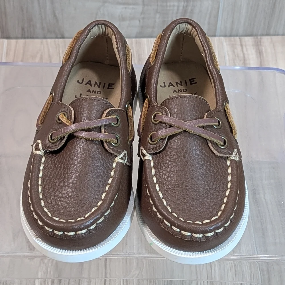 Janie and Jack Brown Leather Boat Shoes